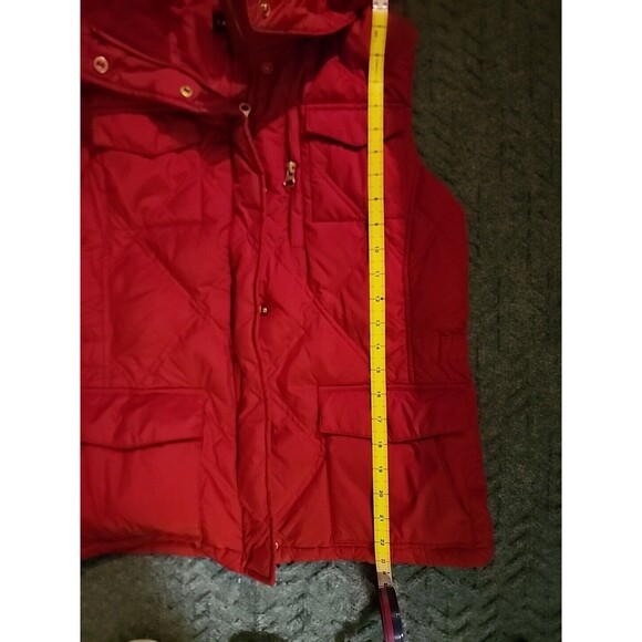 Lands End Womens sz Small Goose Down red Puffer Vest With Hood preppy outdoors - Picture 11 of 12